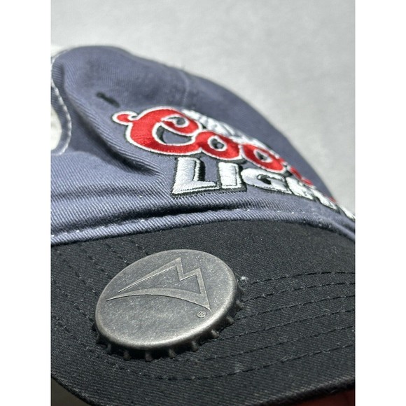 Coors Light Beer Hat Adult Black White Adjustable Strapback With Bottle Opener - Picture 14 of 14